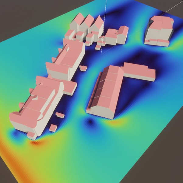 Game Engine-GIS-Simulation System for Wind and Noise Simulations